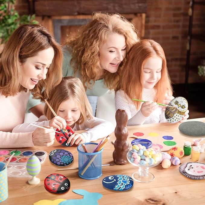 Simetufy 15 Pcs Large Rocks for Painting, 4-5 Inch River Rocks Painting Stones Smooth Flat Rocks for Painting, Natural Rocks to Paint for Arts DIY Crafts Kids Painters