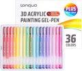 Acrylic Gel Pens for Coloring, 36 Colors Set 3D Acrylic Paint Pens with 1mm Bullet Tip for Adult Coloring, Gel Pens for Black Paper, Rock, Glass, Fabric, DIY and Art Crafts Supplies