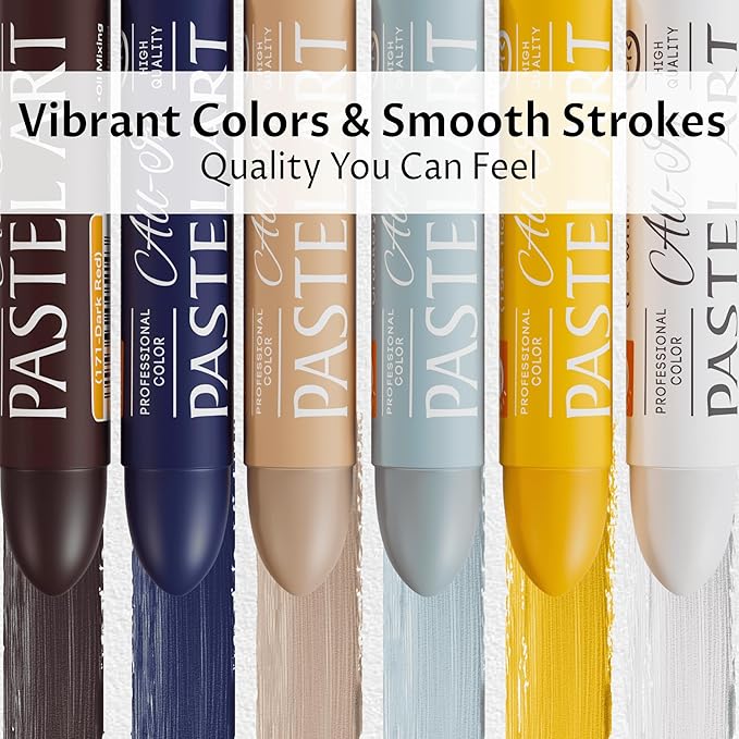 6 Pack Jumbo Oil Pastels Set (14 x 84 mm), Soft Oil Pastels with Vibrant Colors, Great Blending and Layering, Pastel Crayons for Professional Artists and Hobbyists, Shoreside