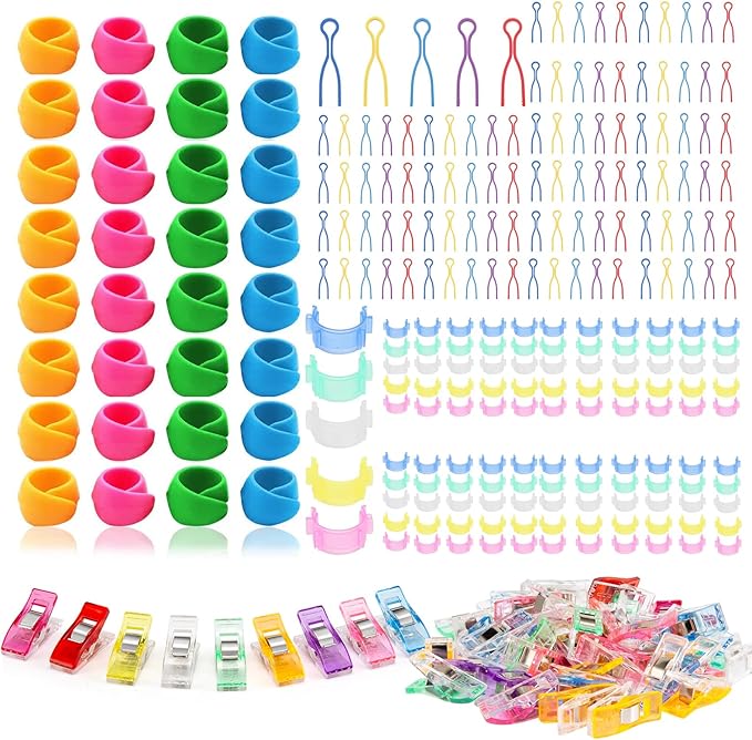 Doukey 282 PCS Sewing Supplies Thread Organizer Set Sewing Helpers, Include 100 Bobbin Thread Holders, 100 Sewing Bobbin Holder Clips, 32 Silicone Bobbin Holders Spool Huggers, 50 Sewing Clips