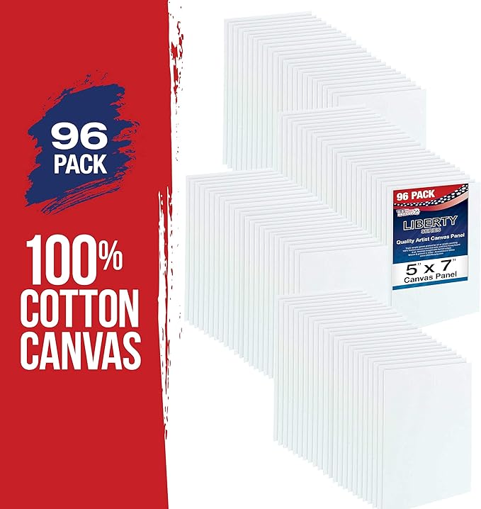 US Art Supply 5 X 7 inch Professional Artist Quality Acid Free Canvas Panels 96 Pack (1 Full Case of 96 Single Canvas Panels)