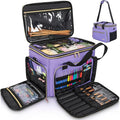 Knitting Bag Yarn Storage Tote, Large Crochet Organizer Bag, Yarn Holder Case for Knitting Needles, Knitting Project Bag with Inner Divider for Crochet Hooks, Knitting Accessories, Purple