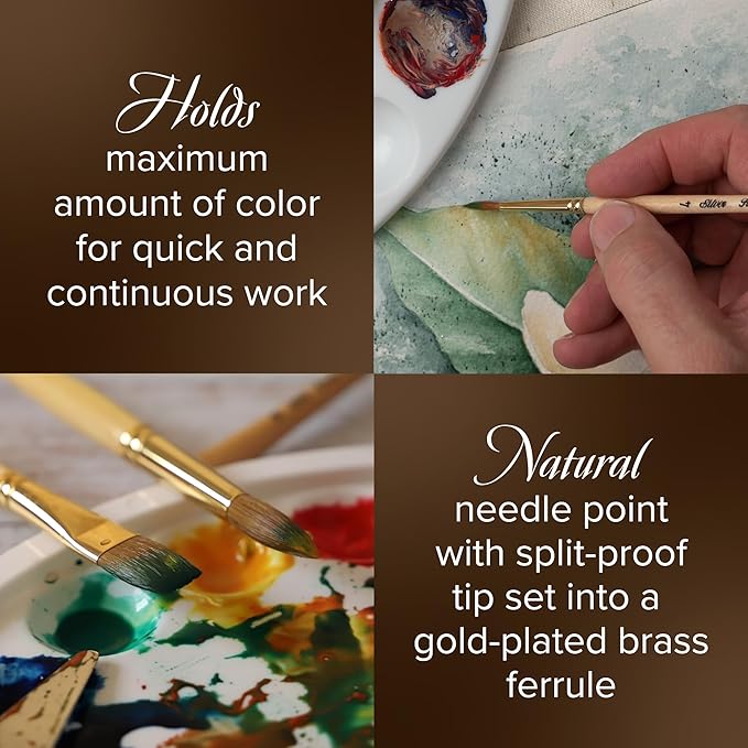 Silver Brush Limited 7203S-3 Silver Kolinsky Filbert Paintbrush for Oil, Acrylic, Watercolor, Gouache, Inks, & Dyes, Size 3, Short Handle