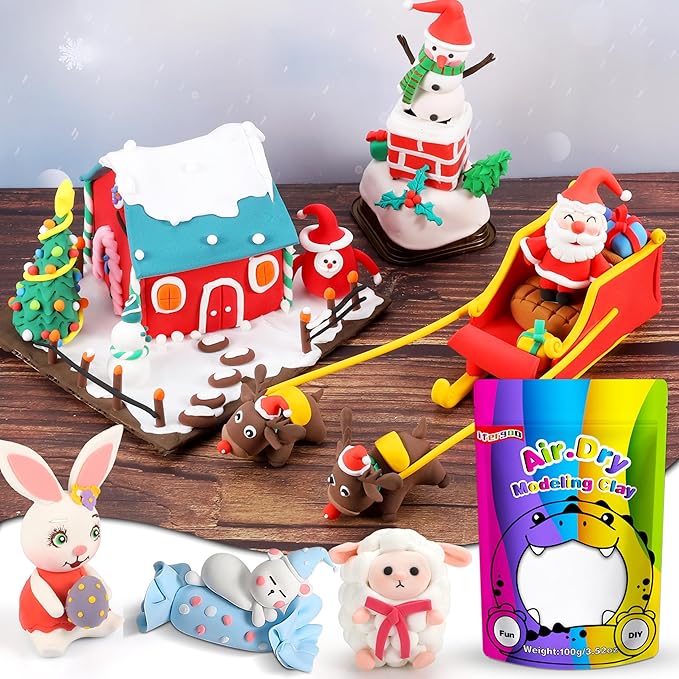 iFergoo White Air Dry Clay, DIY Creative Modeling Clay for Kids, Super Light Magic Clay for Kids Age 3-12, Safe & Non-Toxic, School Art & Craft Project, Great Gift for Age 3-12 Boys & Girls
