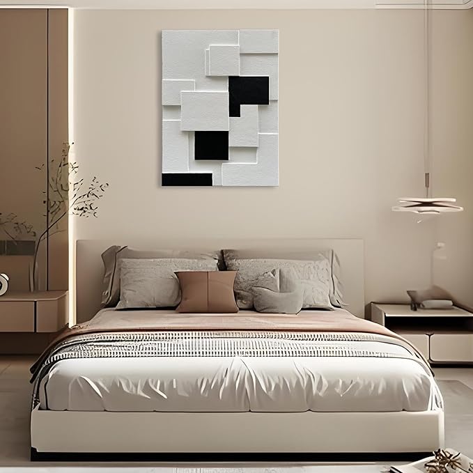 Art 40x28 inches Modern Minimalist Black and White Abstract Art Oil Painting Hand Painted Canvas Wall Art Deco Painting