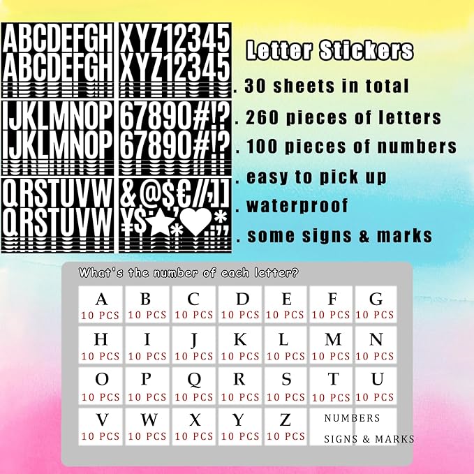 Bemeol 500 Pieces 30 Sheets Large Letter Stickers 2.5 Inch Alphabet Letter Stickers Self Adhesive Letters for Bulletin Board Mailbox Door Classroom Home Decor(White)