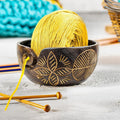 Nagina International Exquisite Premium Yarn Ball Storage Bowls | Hand Painted Lovely Decor Yet Functional Yarn Dispenser (Medium (7 x 3 x 7 Inches), Forest Fire)
