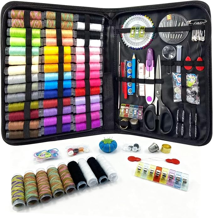 HYHJMISTY Sewing kit, Needle and Thread Kit for Sewing, 186 Pcs Sewing Accessories for Travel, Home, School and DIY Gift, Needles, Scissors, 43XL Thread Spools