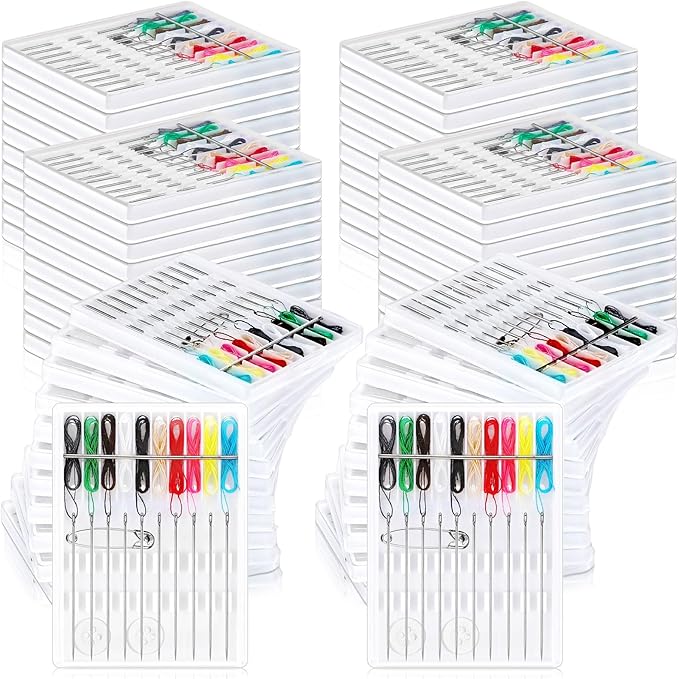 Leyndo 60 Boxes Quick Fix Sewing Kit Pre Threaded Needle Travel Kit Personal Needle and Thread Mending Sewing for Christmas Cloth Repairing Home Necessities(Assorted Color,10 Threads)