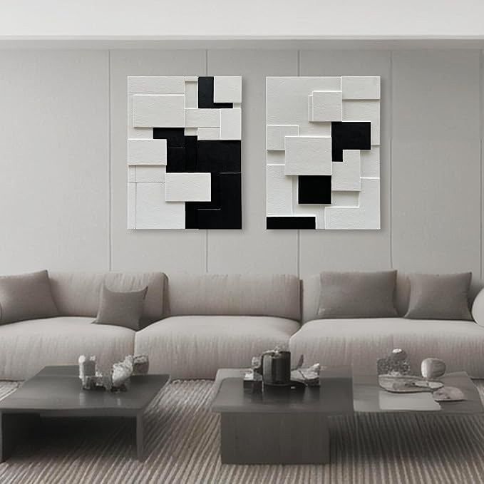 Art 40x28 inches Hand-Painted Modern Minimalist Black and White Abstract Art Oil Painting Canvas Wall Deco Art Painting