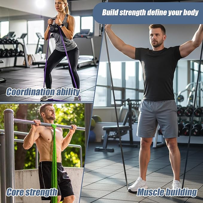 8pcs Pull Up Assistance Bands Set 5pcs Resistance Bands & 2pcs Thin Pull Up Band & Cloth Bag Gym Exercise Workout Band for Men Working Out Stretching Physical Therapy Muscle Training Shape Body