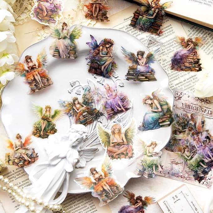 Yoksas Fantasy Butterfly Fairy Scrapbook Stickers - 180Pcs Waterproof Clear Cryptid Fairy Tale Stickers for Journaling, Laptops, Resin Art, Fairycore Aesthetic Art Supplies