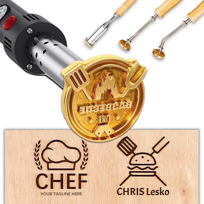 Custom Branding Iron for Wood Personalized Electric Logo Metal Branding Iron Durable Leather Iron Stamp Wedding Gift Handcrafted by Design for Meat Wood Paper Plastic-1.5"