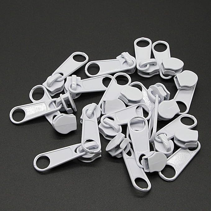 Leekayer #5 White Nylon Coil Sewing Zippers by The Yard Bulk 10 Yards with 25pcs White Sliders for DIY Tailor Sewing Craft,Luggage,Dress,Sofa Cushion, Pillow, Bag(White)