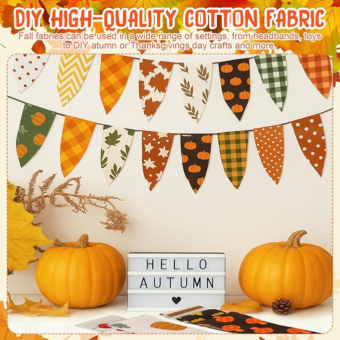 60 Pcs Christmas Quilting Fabric Roll 2.6 x 40" Cotton Fabric Strips Precut Jelly Patchwork for Craft Sewing(Fall)