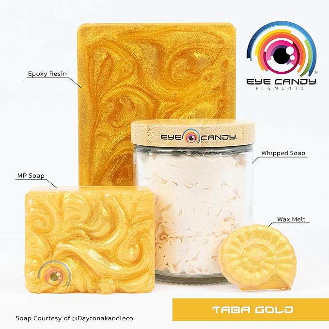 Eye Candy Premium Mica Powder Pigment “Taba Gold” (50g) Multipurpose DIY Arts and Crafts Additive | Natural Bath Bombs, Paint, Soap, Nail Polish, Lip Balm (Taba Gold, 50G)