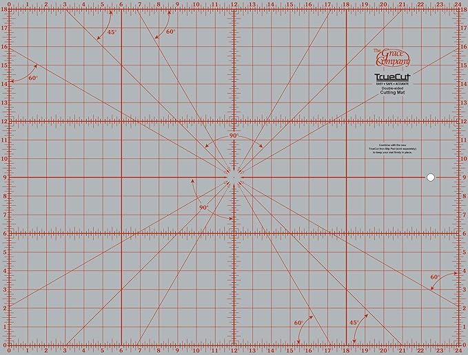 TrueCut Double Sided Self Healing Rotary Cutter Mat | Cutting Mat with 5 Layers of PVC Plastic | Self Healing Rotary Cutting Mat | Easy to See Markings (18"x24" Cutting Mat)