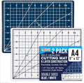 U.S. Art Supply 9" x 12" Self-Healing Cutting Mat 5-Ply (2 Pack) - Double-Sided White/Blue Craft Mat, Non-Slip Cutting Mats for Crafts, Sewing, Quilting, Scrapbooking