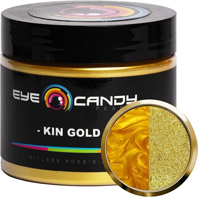Eye Candy Pigments Premium Gold Mica Powder - Kin Gold (50gr) - for Epoxy, Resin, Soap, Paint, Woodworking, Acrylic Pouring, Bath Bombs, Fishing Lures - DIY Arts and Crafts Additive