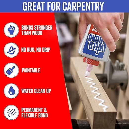 Weldbond Wood Glue for Furniture Heavy Duty, Wood Glue for Woodworking, Bonds Most Anything Including Glass Crafts Ceramic Tile Mosaic Stones Pottery Jewelry & More. Non-Toxic PVA 5.4 oz / 160ml