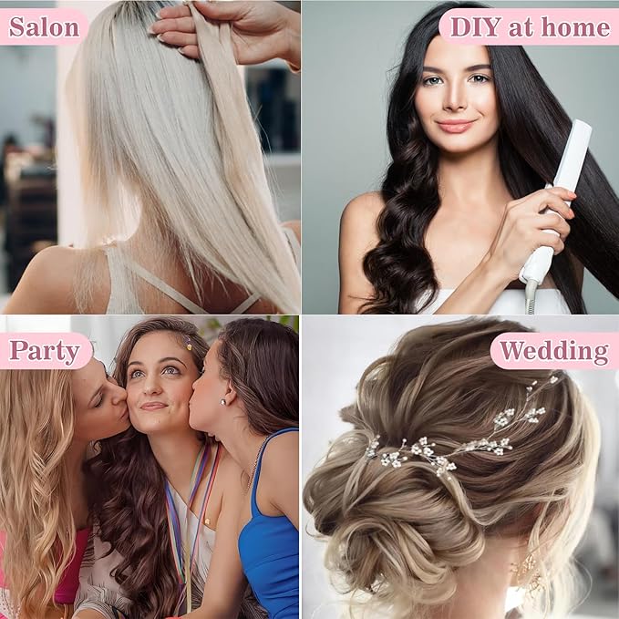 Sew in Hair Extensions Kit, Microlink Tool Kit with 600 Silicone Nano Microbeads, 1 Extension Plier, 3 Rolls of Sewing Thread, 2 Hair Pulling Loops, 10 Crochet Hooks, 4 Clips, 1 Comb, 200 Rubber Bands
