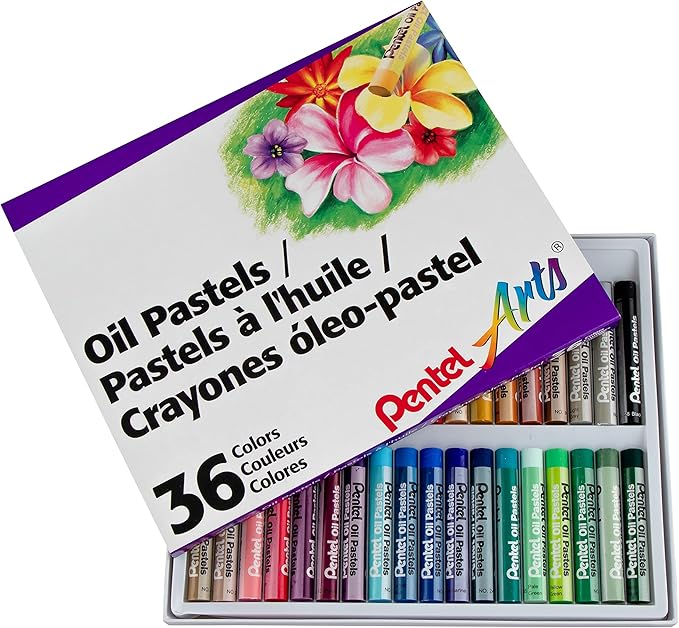 Pentel Arts Oil Pastel Set, 5/16 x 2-7/16 Inch, Assorted Colors, Set of 36
