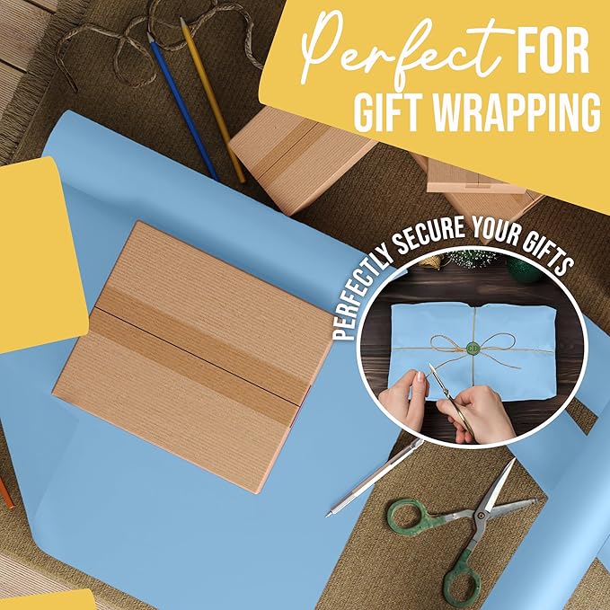 Crown Display Light Blue Kraft Paper Roll 17.75" X 1320" (110' Ft) - Colored Paper Roll - Kraft Wrapping Paper Perfect as Shipping Paper - Packing Paper - Craft Supplies