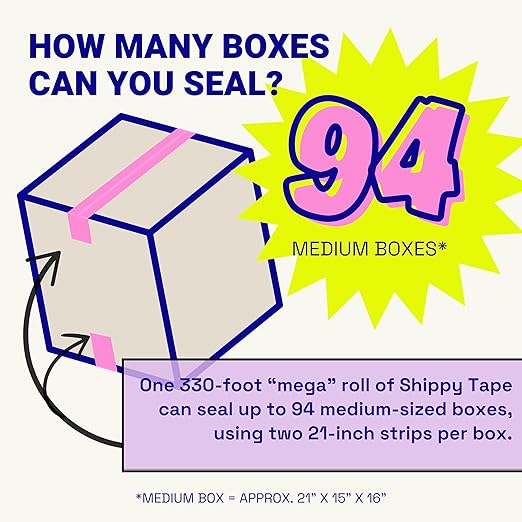 Cool Decorative Packing Tape for Small Business, Cute Designer Printed Packaging and Shipping Tape, Yay I'm Here!, Pink Red, 1.88" x 110 Yards (330 feet)