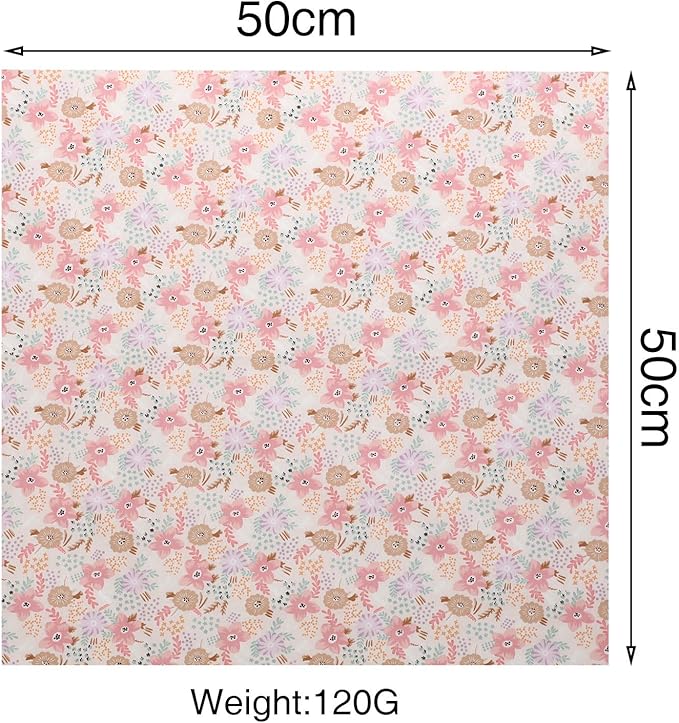 Boao 10 Pcs 20'' x 20'' Cotton Fabric Bundles, Pink Quilting Patchwork Pre-Cut Squares, Floral, Stripes, Gingham, Polka Dots Prints, Sewing Fabrics for DIY Handmade Crafting Home Party Decorations