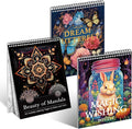 3Pcs Coloring Books for Adults Relaxation, Coloring Book Adult, Libros Para Colorear, Spiral Bound Printed On One Side, Mandala Coloring Book for Adults with 72 Patterns(Mandala & Butterfly & Wishing)