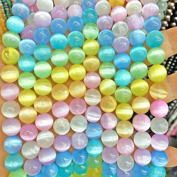 4MM 86PCS Colorful Selenite Gypsum Stone Crystal Beads for Jewelry Making DIY Bracelet