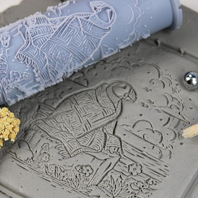 Puffin Clay Texture Roller (4") - Storybook Set #01 - Embossing Pattern Roller for Polymer & Ceramic Clay, Pottery & Crafts
