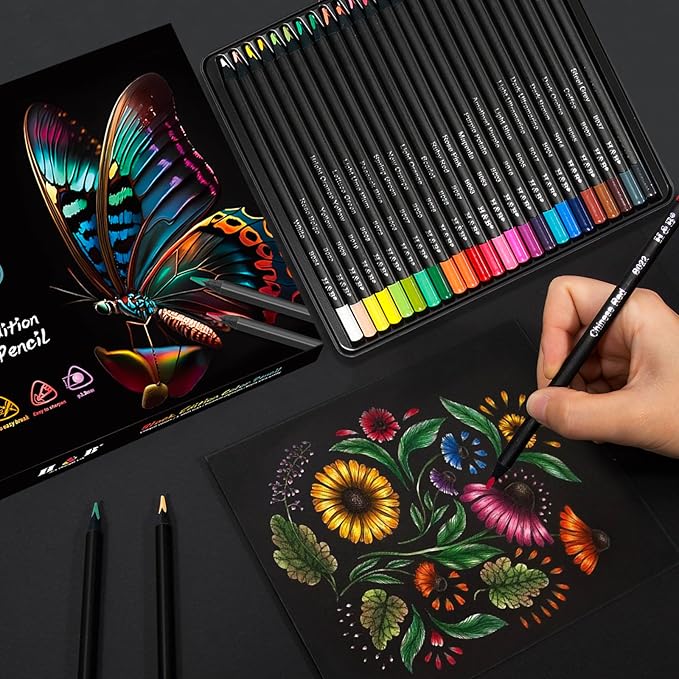 H & B 72-Color Colored Pencils Set – Professional Soft Core Vibrant Drawing & Sketching Pencils for Shading, Coloring for Adults, Artists & Beginners, Ideal Gift Set