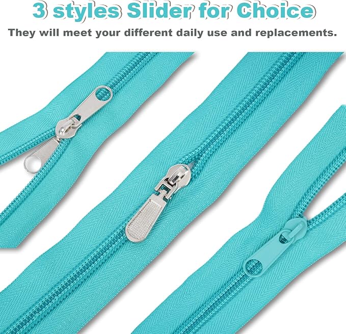 72 Yards 24 Colors #5 Nylon Zipper Rolls by The Yard with 3 Styles 260pcs Sliders,Continuous Zipper Tape for Sewing Projects,Bags,Jackets,and Crafts(24 Assorted Colors, #5)