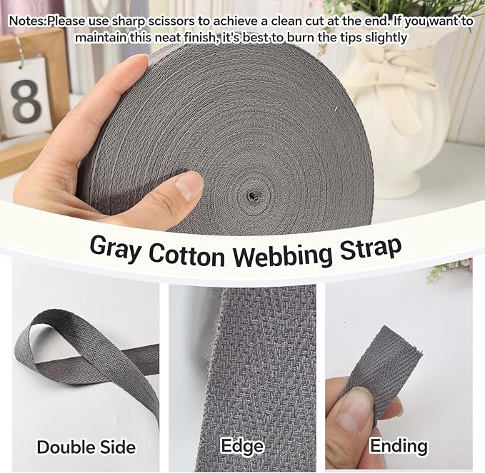 Dark Gray Twill Tape 3/4 Inch Wide - 40 Yards Herringbone Cotton Webbing Bias Binding Tape for Sewing, Crafting, DIY Projects, Pet Collars, Gift Wrapping and Home Decoration