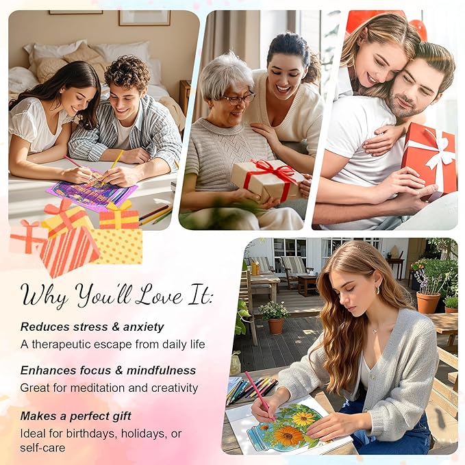 Coloring Book for Adults Relaxation, Spiral Bound Adult Coloring Book for Women Page One Sided Design Gifts Arts and Crafts for Women to Relax, Anxiety and Depression 30 Colorful Coloring Pages