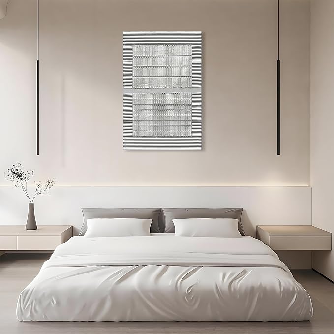 Art 45x30 inch Hand-Painted Modern Abstract White Texture Oil on Canvas White Minimalist Art Oil Painting Home Wall Decoration Art