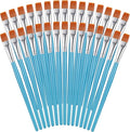 Zonon 30 Pieces Paint Brushes Bulk Small Flat Top Acrylic Oil Paint Brush for Artists Mini Touch up Crafts Detail Painting(1/2 Inch,Blue)