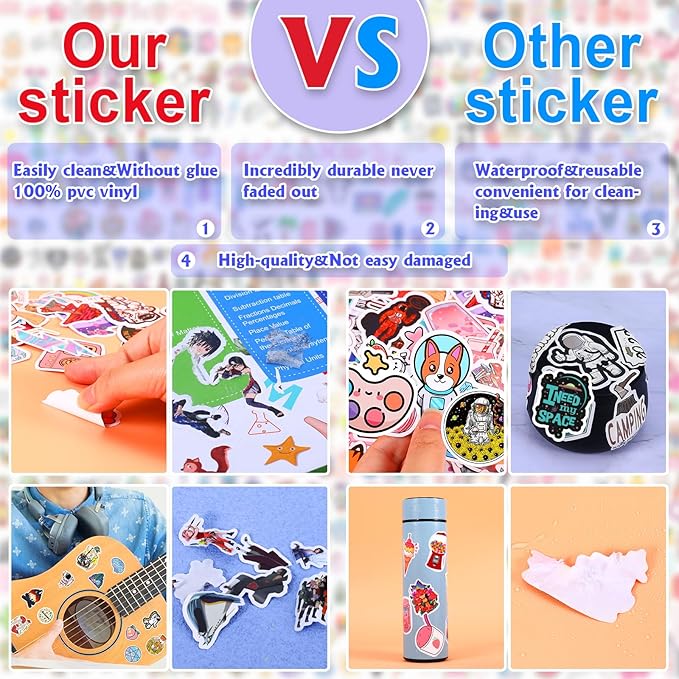 Arme 600 PCS Stickers Pack，Cute Colorful Waterproof Stickers，Vinyl Art Stickers.Stickers for Water Bottles,Skateboards and Notebooks, Laptop Sticker for Teens Girls Kids Adults