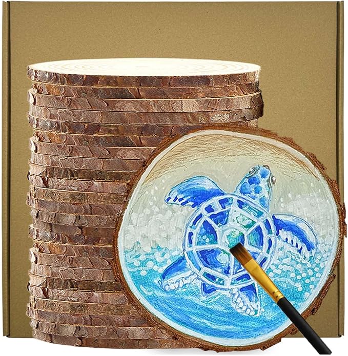 3 Inch Wood Slices Discs Ornaments for Crafts, 24 Pcs 2.8-3.1 inches Diameter 0.2 inches thickniss
