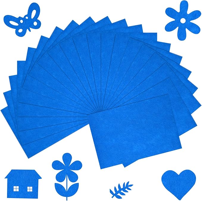 20 Pcs Navy Blue Felt Fabric Sheet 8" x 12" Assorted Color Felt Fabric Sheets for Crafts DIY Handcraft Sewing Squares Patchwork Nonwoven