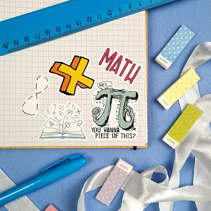 BulbaCraft BulbaCraft 100Pcs Small Math Stickers - Funny Math Gifts for Women and Men, Mathematics Gifts for Women & Men