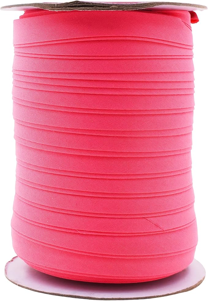 Mandala Crafts 55 Yards 1/2 Inch Hot Pink Double Fold Bias Tape for Sewing - Bias Binding Tape for Quilting Binding, Hemming, Seam, and Fabric Piping