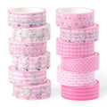 Laffact Pink Goose Washi Tapes - 12Rolls Pink Watercolor Coquette Bow Silly Goose Plaid Decoration Tape Set, Wrapping Paper Tape for Scrapbook Journal DIY Art Craft for Baby Shower Party Birthday Gift
