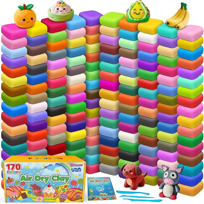 Air Dry Clay 170 Colors, Modeling Clay for Kids, DIY Molding Magic Toy with Tools, Gift for Kids Boys Girls