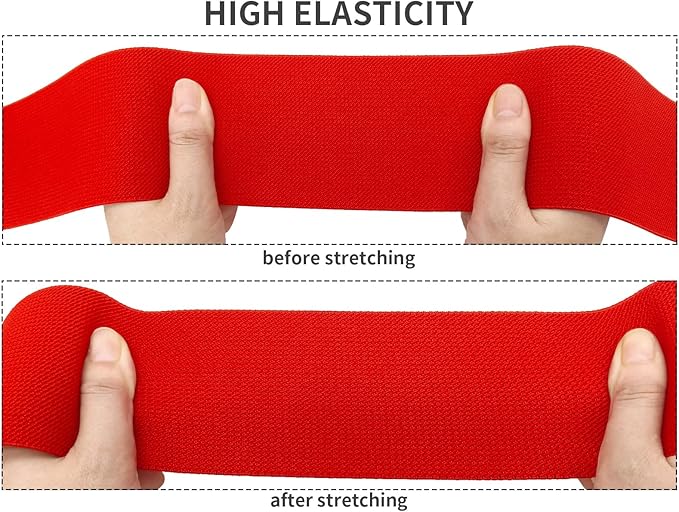 Red Wide Knit Elastic Band for Sewing 3 inch 5yards Double-Side Twill Woven Elastic Heavy Stretch Elastic Spool Band for Sewing Pants Waist-Wigs-Skirts-Craft-DIY Projects (#34)