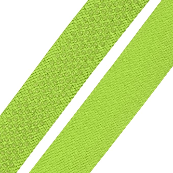 Mandala Crafts 2 Inch Elastic Silicone Gripper Tape for Clothing - 5 Yds Dotted Non Slip Elastic Band for Sewing - Lime Green Silicone Flat Fabric Stretchy Ribbon Straps