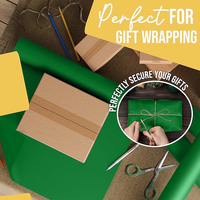 Crown Display Emerald Green Kraft Paper Roll - 17.75" X 1320" (110' Ft) - Perfect for Shipping & Packing - Craft Supplies