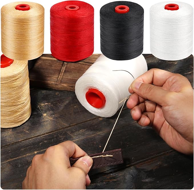 BUTUZE Waxed Thread, 1000m Leather Stitching Thread, Wax String, Heavy Duty Linen for Book Binding, Sewing Shoes, Car Sofa, Leather Repair Craft DIY