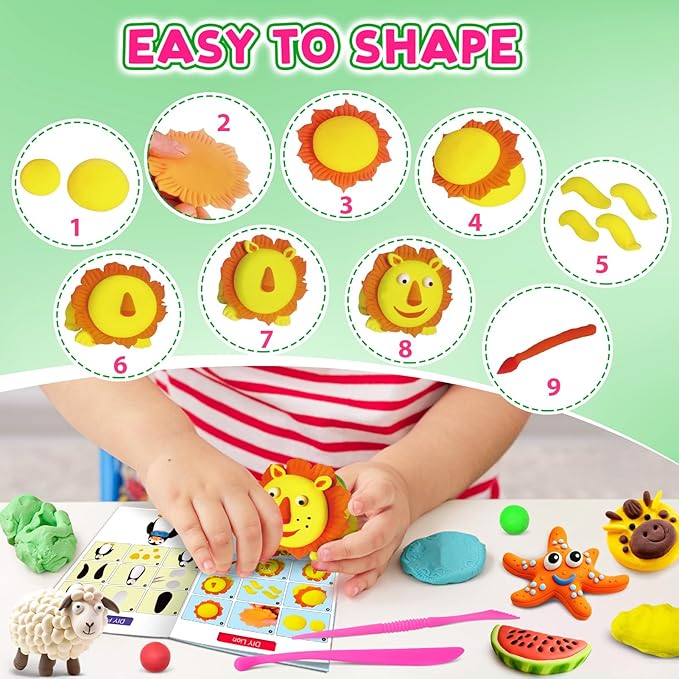 Air Dry Clay 138 Colors, Modeling Magic Clay Set with 5 Sculpting Tools, Gift for Ages 3-12 Boys and Girls